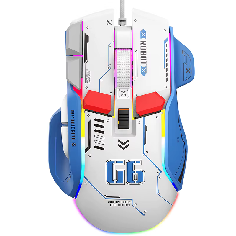 Souris de jeu G6 filaire 128000 DPI ChipA826 RGB Conception ergonomique macroprogrammable supérieure
