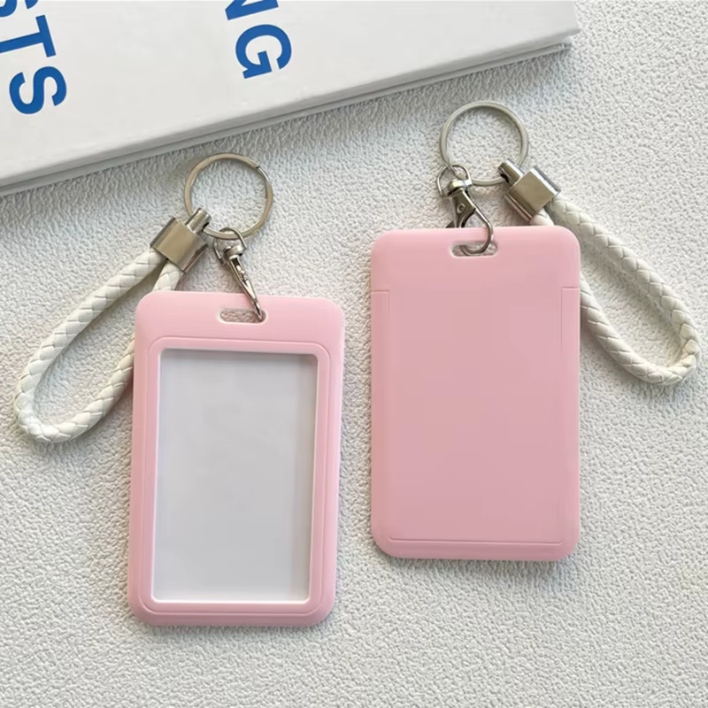 Housse de protection pour carte d'identité, porte-clés simple de couleur unie, porte d'accès scolair