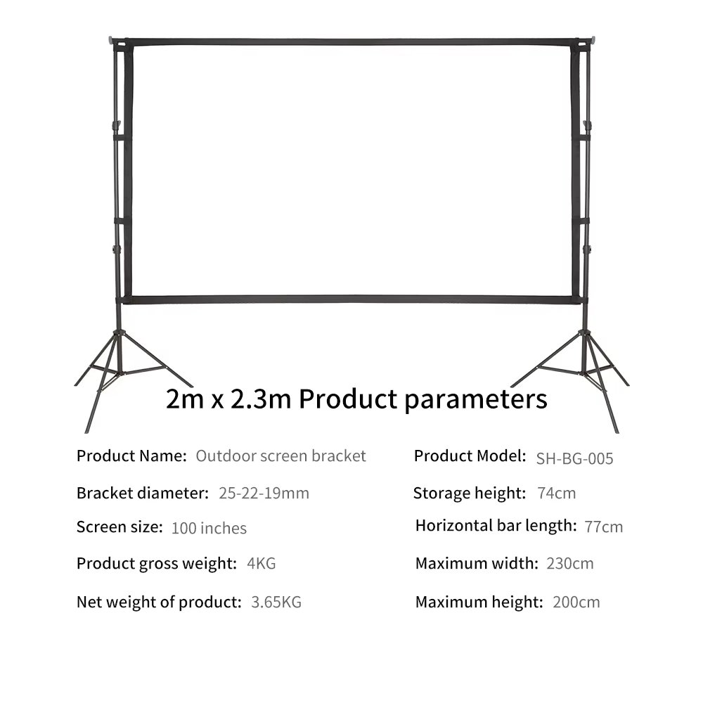 Écran de budgétaire portable avec support de fond, écran de film extérieur, léger, installation faci