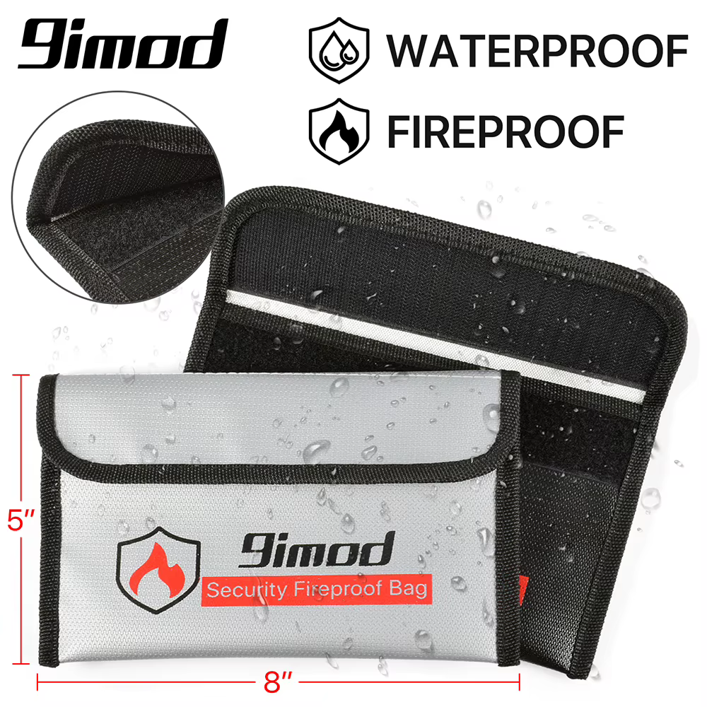 9imod 5x8 pouces Portable sac ignifuge antidéflagrant étanche Lipo batterie sac de sécurité Document