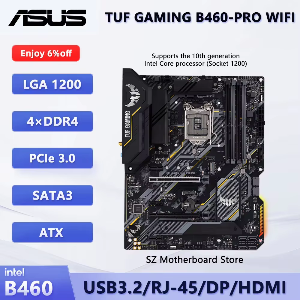 Carte mère ASUS TUF GAMING B460-PRO WIFI B460 LGA 1200, compatible avec i7-10700K, i7-10700, i5-1040