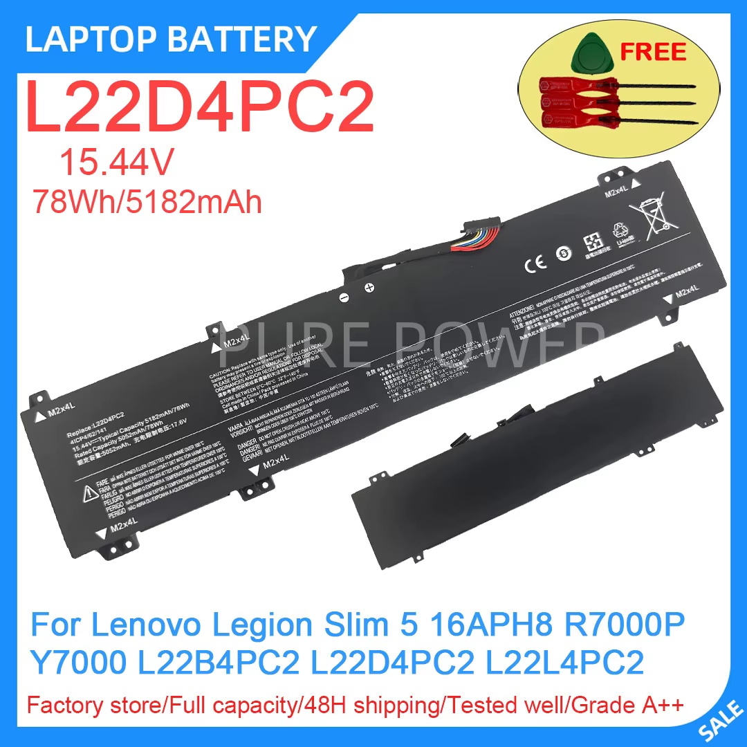 Nouvelle batterie d'ordinateur portable L22D4PC2 15.44V 78WH 5182mAh de haute qualité pour Lenovo Le
