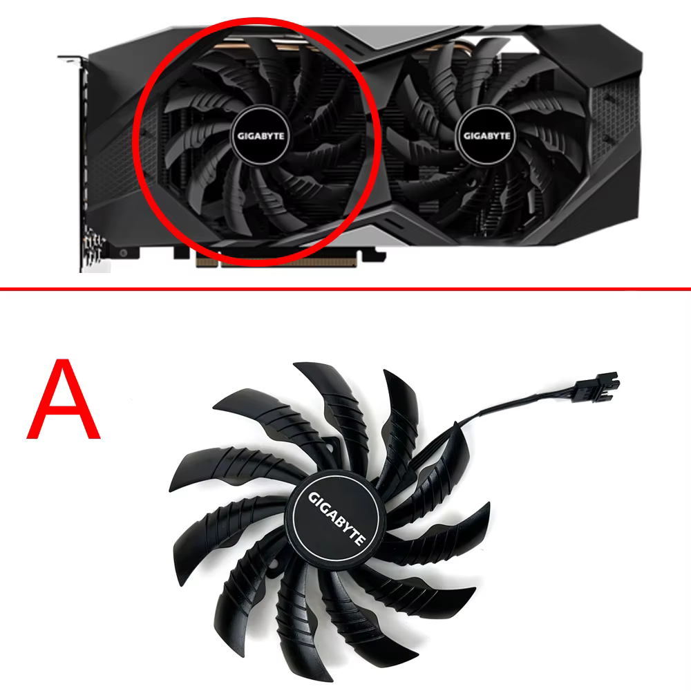 Ventilateur de refroidissement de carte vidéo Gigabyte, 95mm, 4 broches, PLD10010S12HH, GTX1660Ti, G