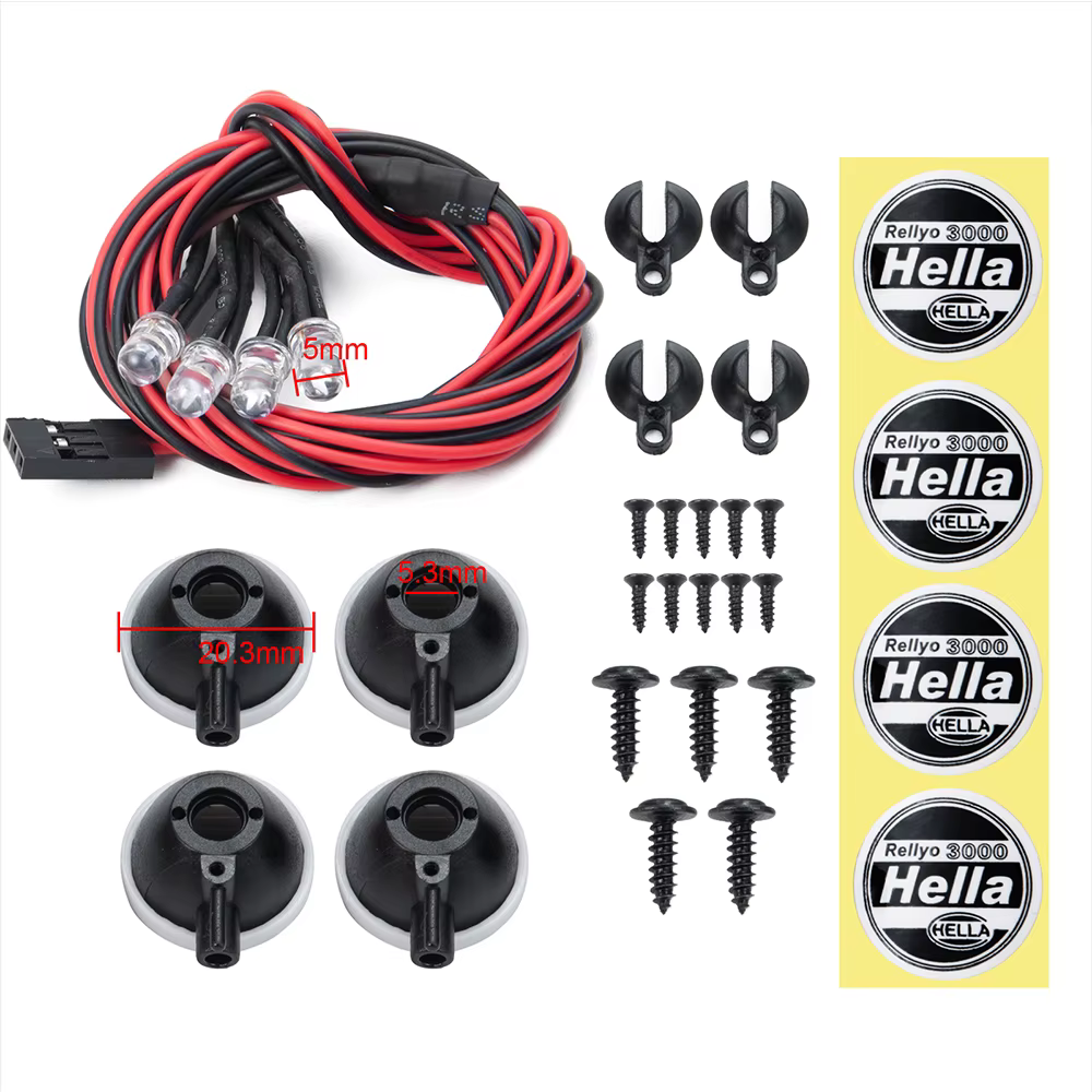 MIBIDAO 2/4LED RC voiture toit lumière ronde lampe projecteur pour 1/10 Axial SCX10 II 90046 TRX4 Ta