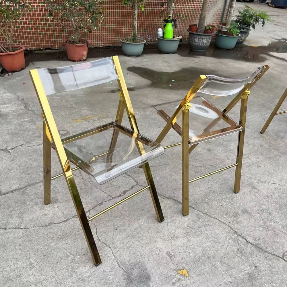Chaise d'hôtel en acier inoxydable, chaise acrylique en métal, chaise d'événement pour Banquet de ma