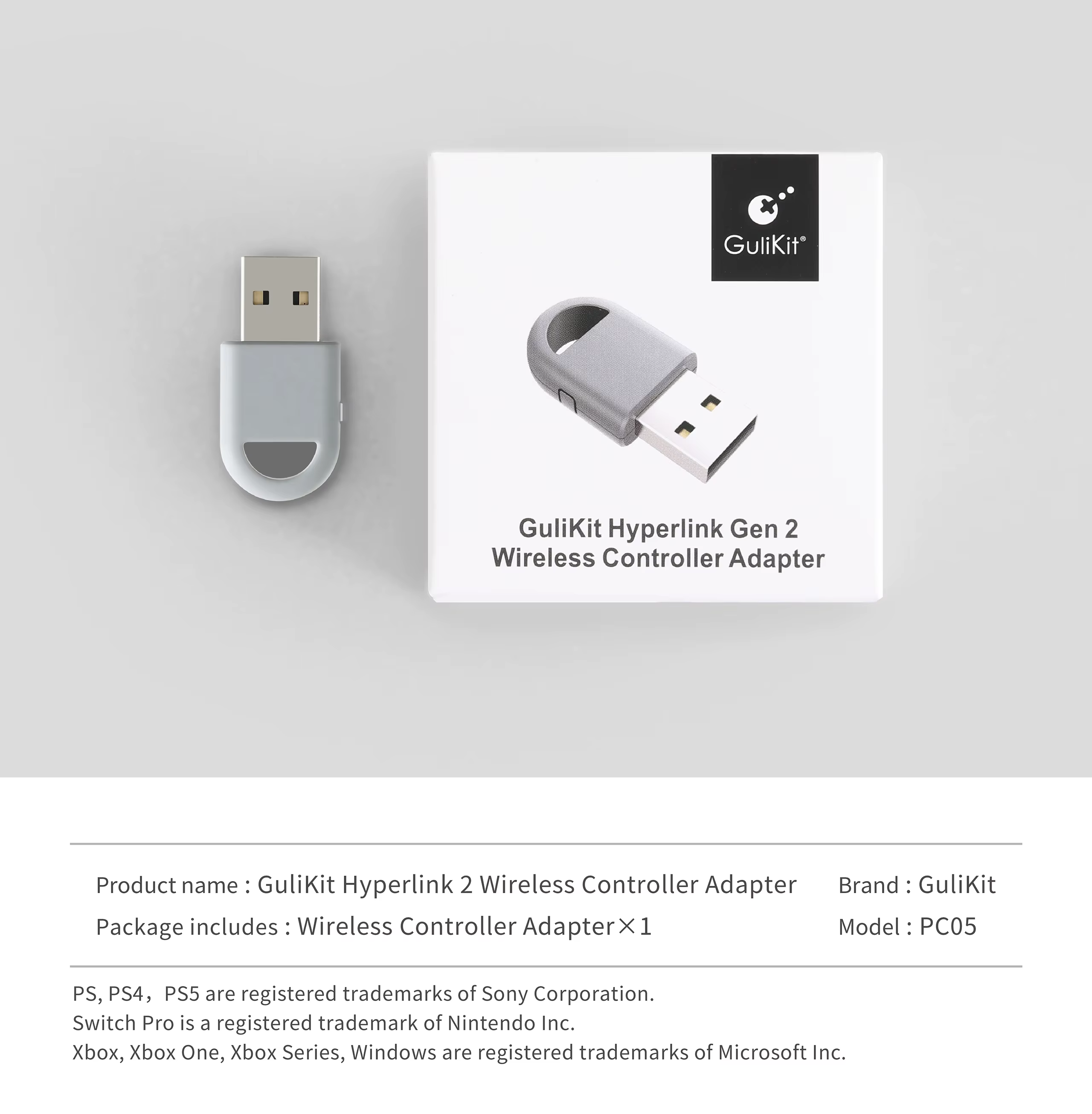 GuliKit Hyperlink 2 adaptateur sans fil Dongle pour PS5 PS4 contrôleur Xbox One Gulikit manette de j