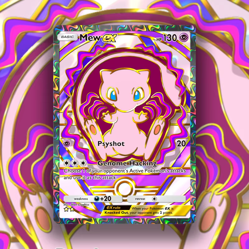 Cartes de jeu de collection anime holographiques de qualité supérieure, série PKM Mew/Mewtwo, avec t
