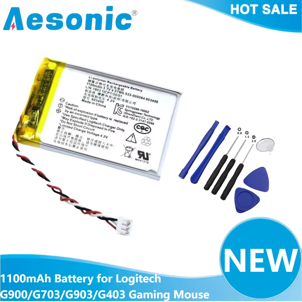 NOUVELLE Batterie rechargeable 533-000130 1100mAh pour souris de jeu Logitech G900 G703 G903 Chaos S