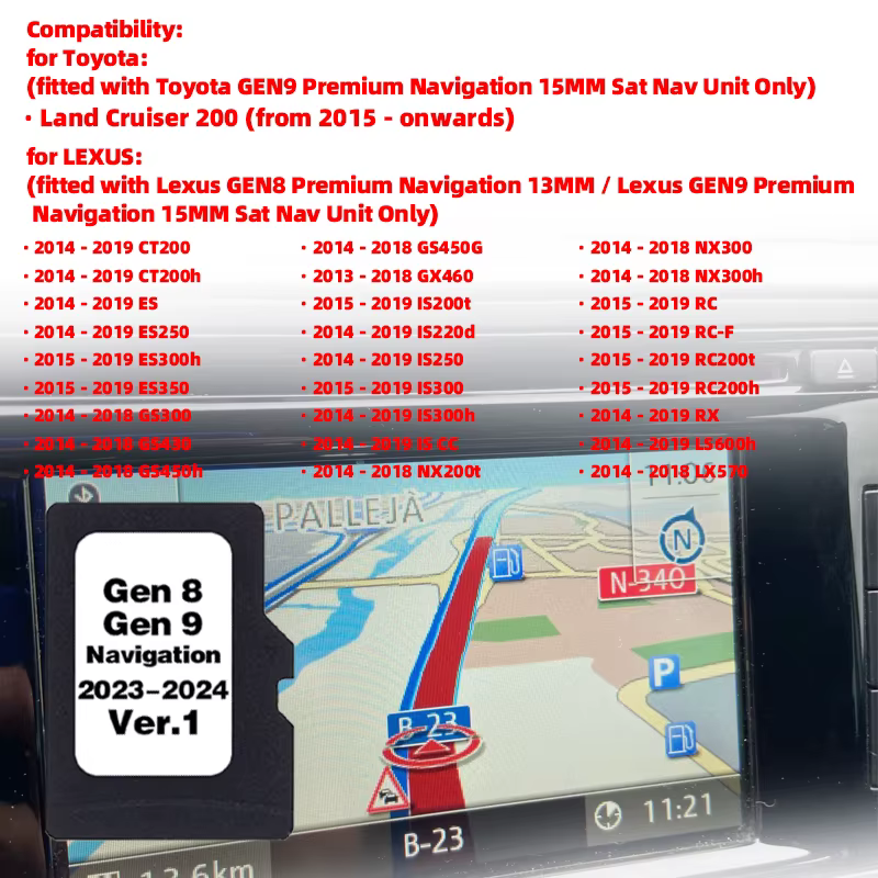 Carte TF Europe UK cartes Sat Nav GPS 8GB 2024/2025 données pour Lexus Toyota Navigation de voiture 