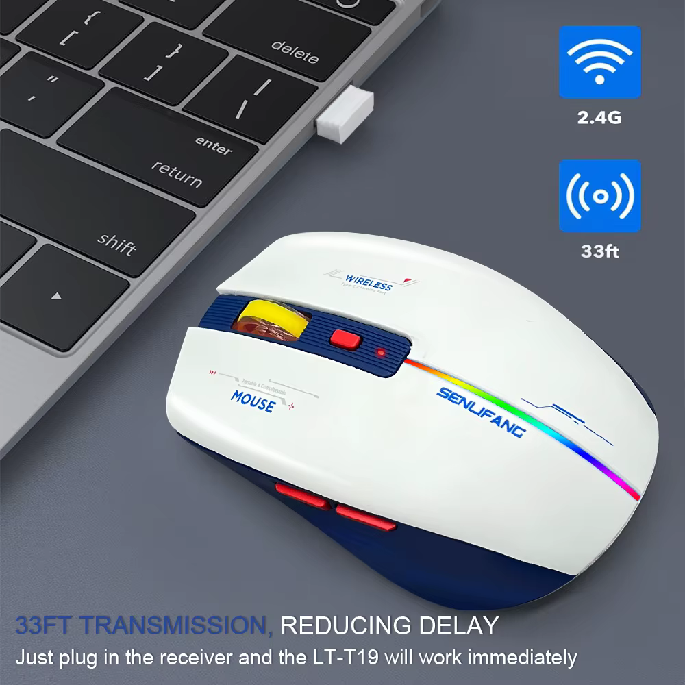 LT-T19 souris de jeu ergonomique Rechargeable USB 2.4G sans fil RGB lumière ordinateur de bureau ord
