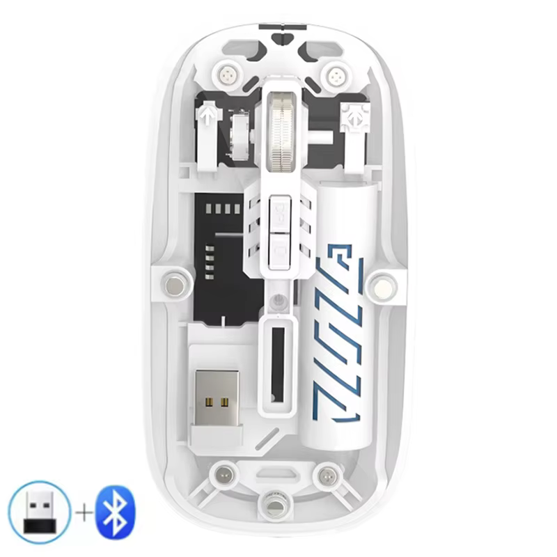 Warvank T1 souris sans fil transparente double Mode 2.4G Bluetooth souris silencieuse Rechargeable p
