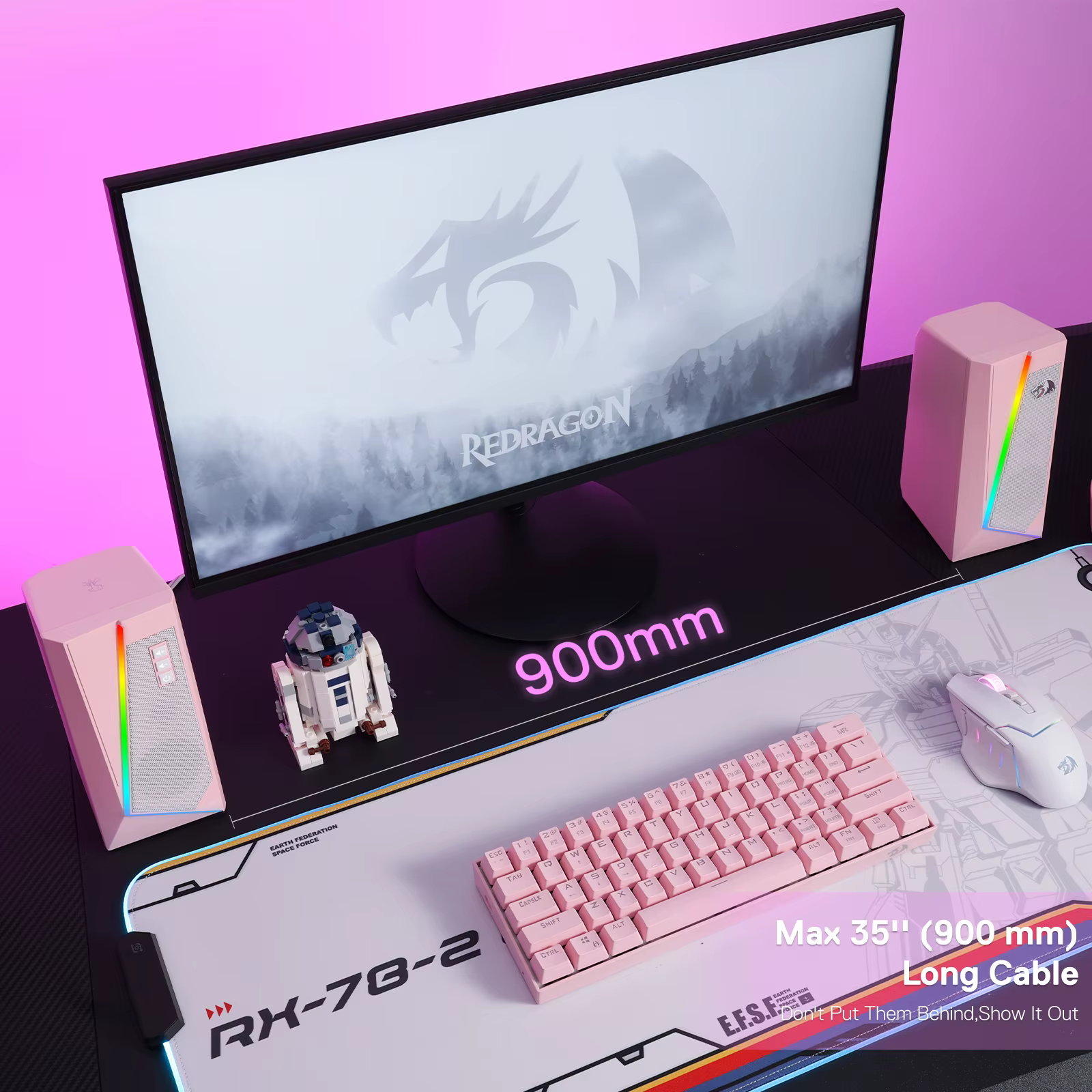 Redragon GS520 Haut-parleurs de bureau RVB, haut-parleur stéréo PC 2.0 canaux avec 6 modes LED color