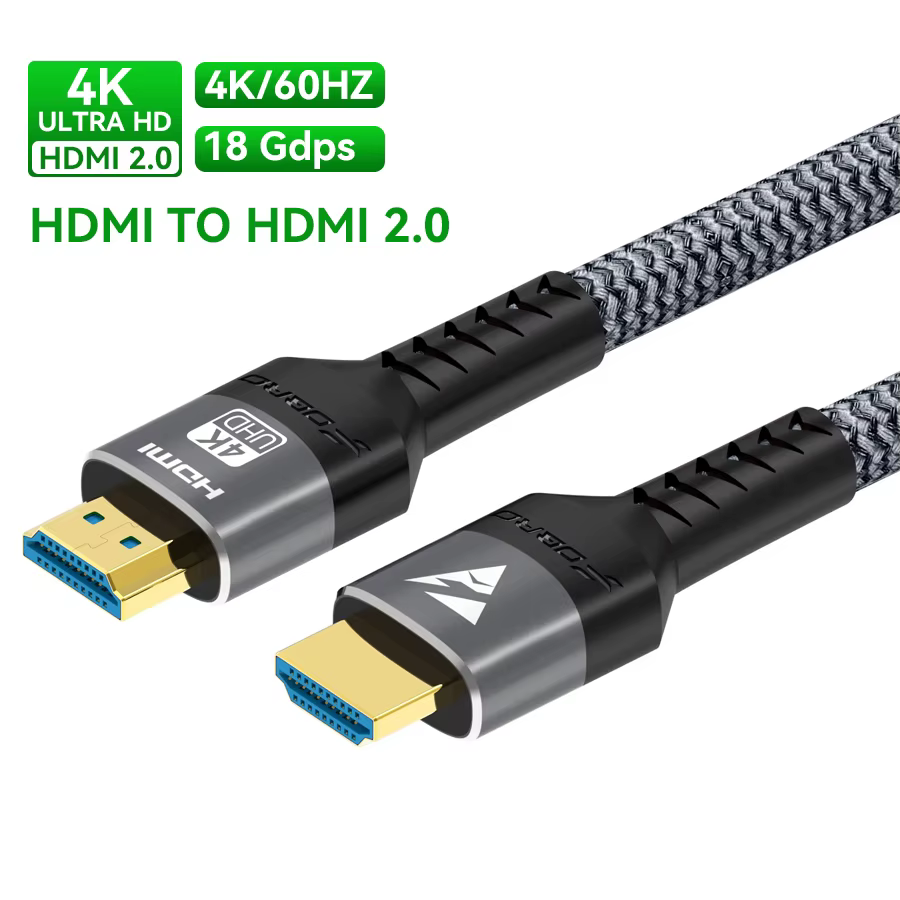 Câble HDMI, compatible 4K 60 Hz, HDMI Ultra HD 1080p 120 Hz HDR vidéo et audio haute vitesse, câble
