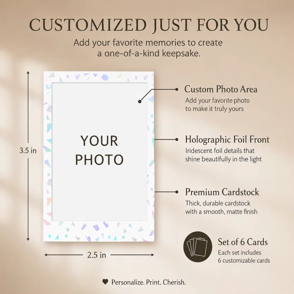 6 cartes photo holographiques personnalisées de 3,5 pouces, cartes Lomo holographiques personnalisée