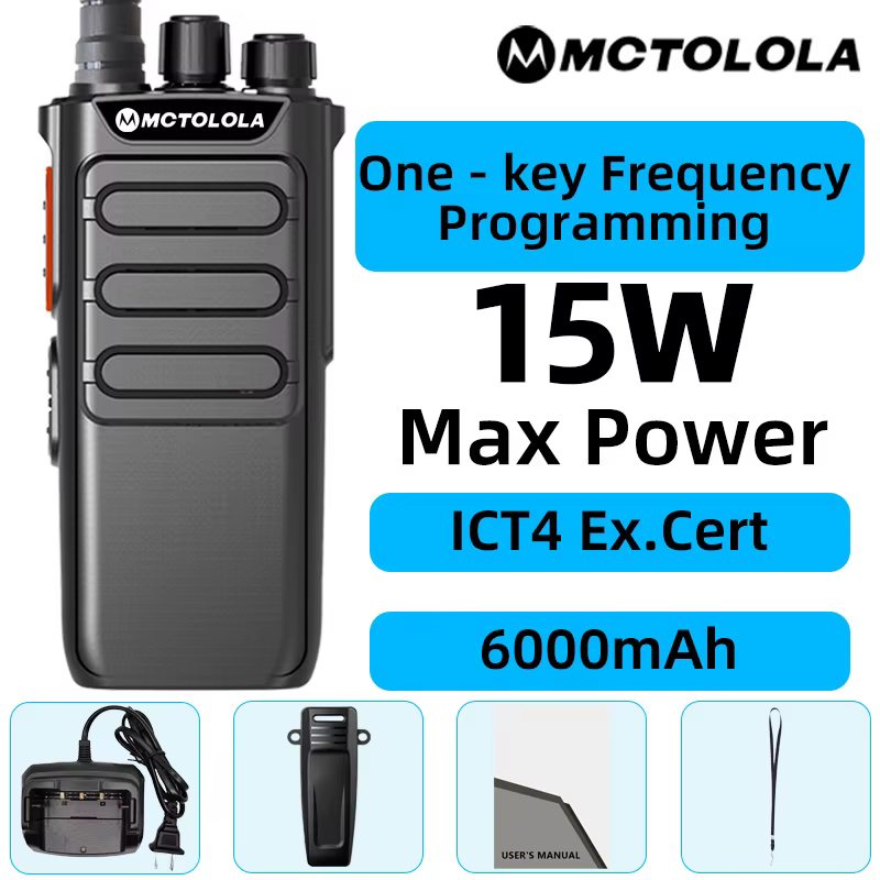 MOTOLOLA Interphone sans fil portable 15W, talkie-walkie analogique à double sens, 6000mAh, talkie-w