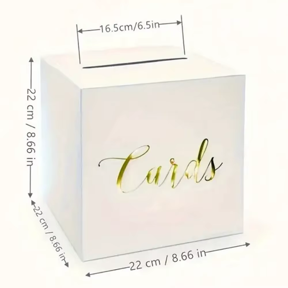Boîte à Cartes en Carton Blanc pour Décoration de ixde Mariage, Enveloppe de Réception, Argent, Anni