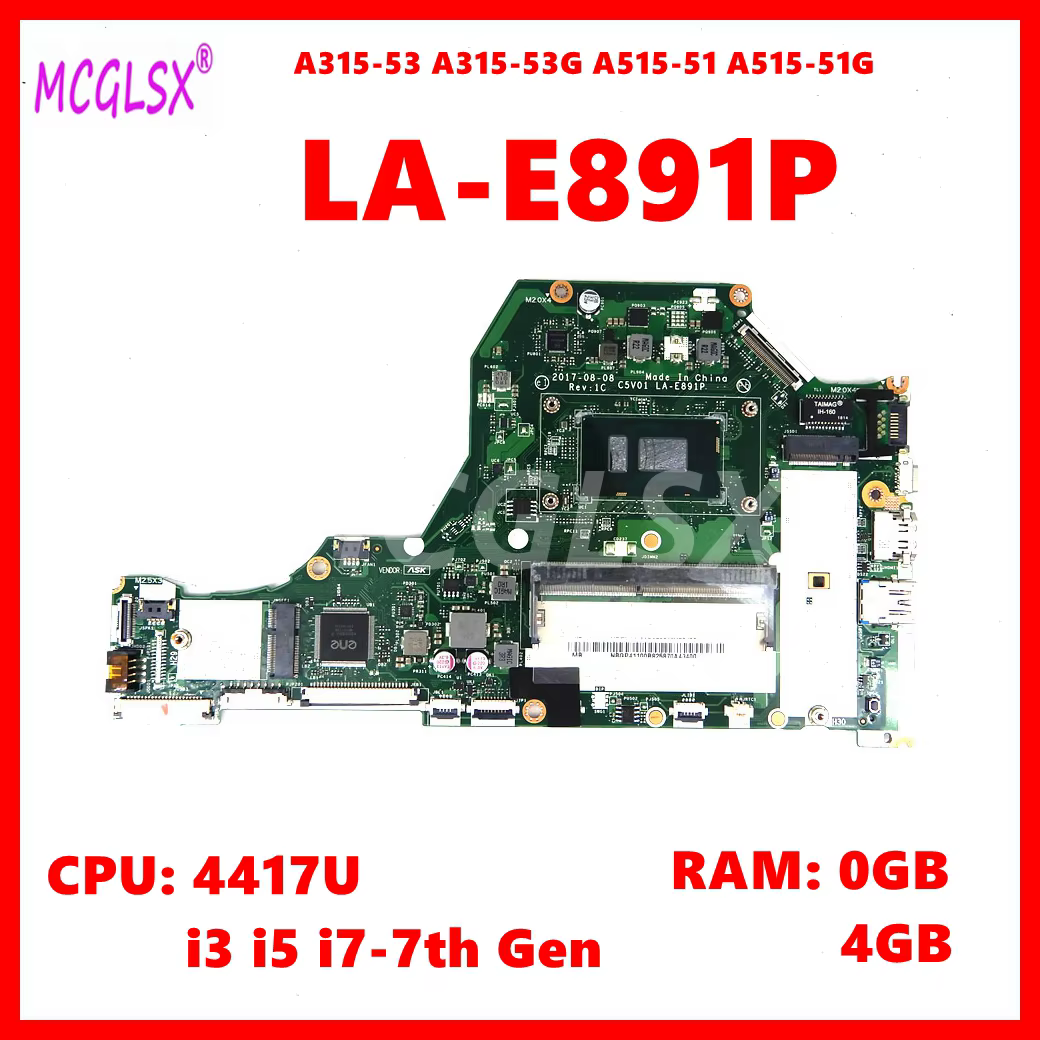 Carte mère LA-E891P pour ordinateur portable Acer Aspire A315-53 A315-53G A515-51 A515-51G, avec pro