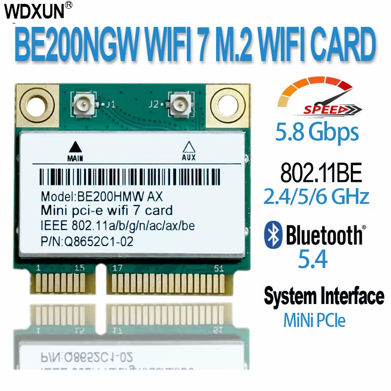 Adaptateur réseau sans fil, Bluetooth 5.4, Leicrer and 2.4G, 5G, 6GHz, 8774Mbps, BE200NGW, WiFi 7 BE