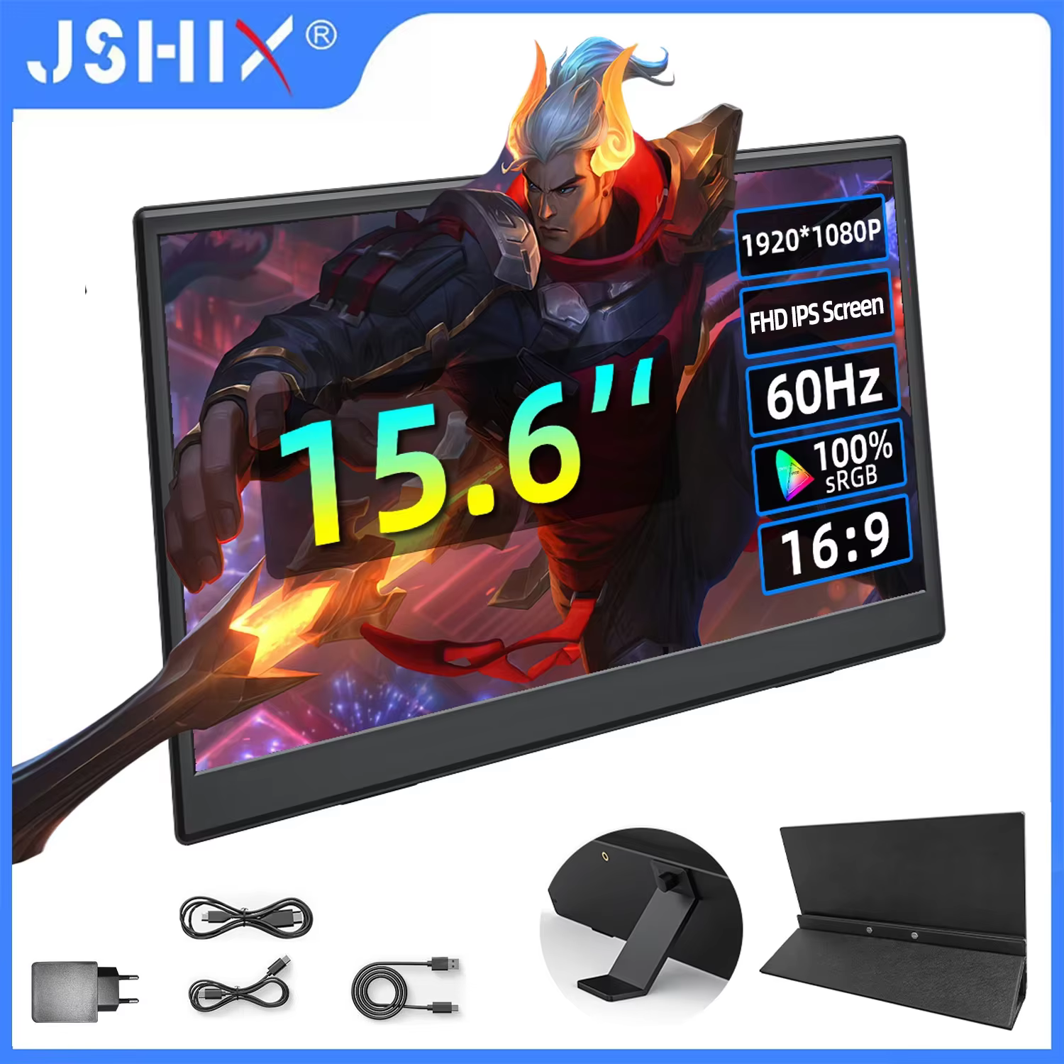 Moniteur portable à écran tactile de 14/15,6 pouces, écran complet 1080P, deuxième écran, port USB,