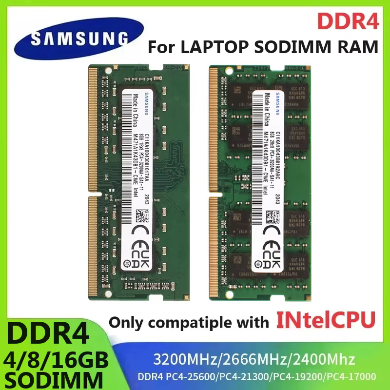 Mémoire SAMSUNG DDR4 SODIMM RAM 4GB 8GB 3200MHz 16GB 2666Mhz 2400MHz Ram pour ordinateur portable Me
