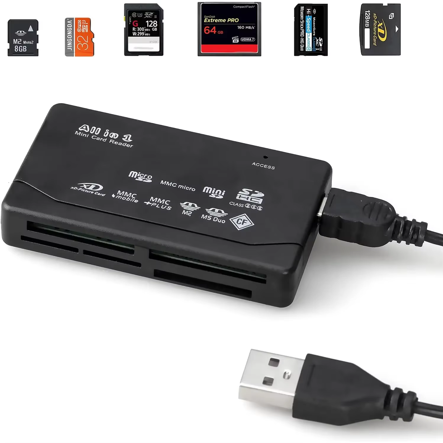 Lecteur de carte mémoire tout-en-un lecteur de carte externe USB SD SDHC Mini Micro M2 MMC XD CF lec