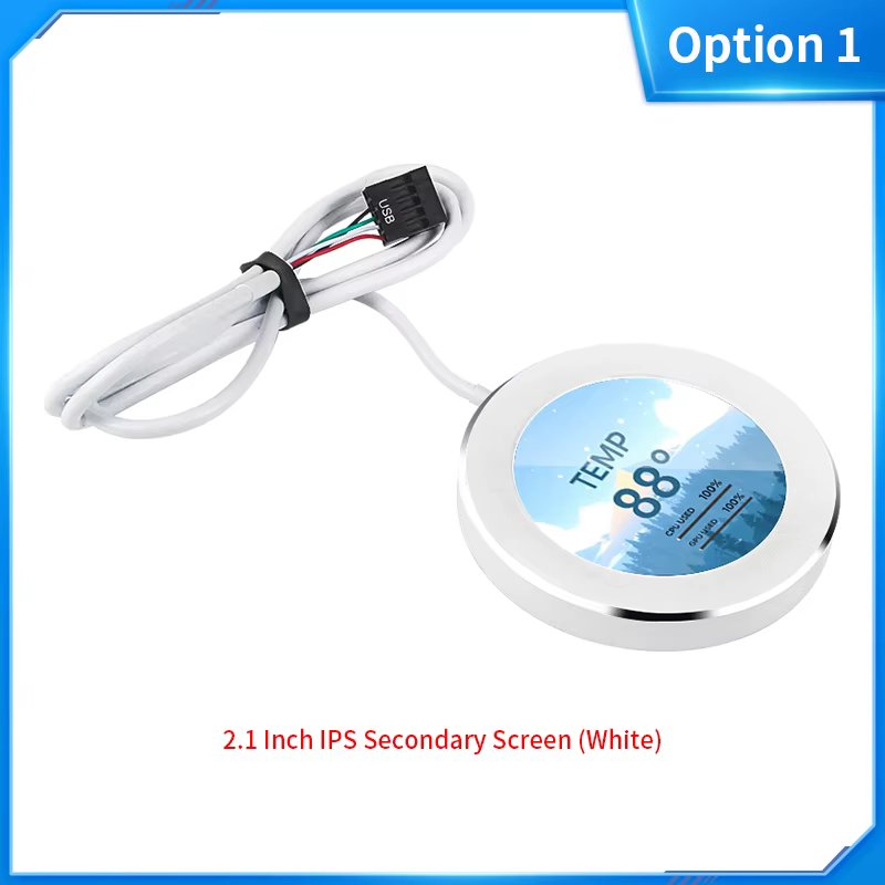Écran refroidi à l'eau IPS USB de 2.1 pouces, 480x480, affichage secondaire CPU GPU RAM HDD, Rotatio