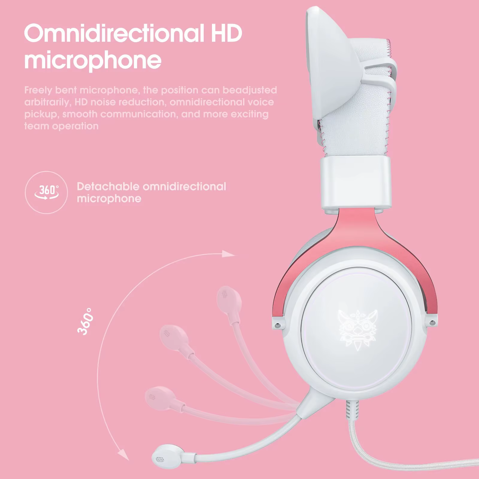 ONIKUMA-Casque de jeu X10 avec poignées amovibles, oreille de chat mignonne, éclairage RBG, casque d