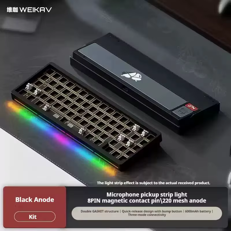Weikav Nut65 Kit de clavier de jeu filaire sans fil mécanique Tri-Mode 6000mAh éclairage insonorisan