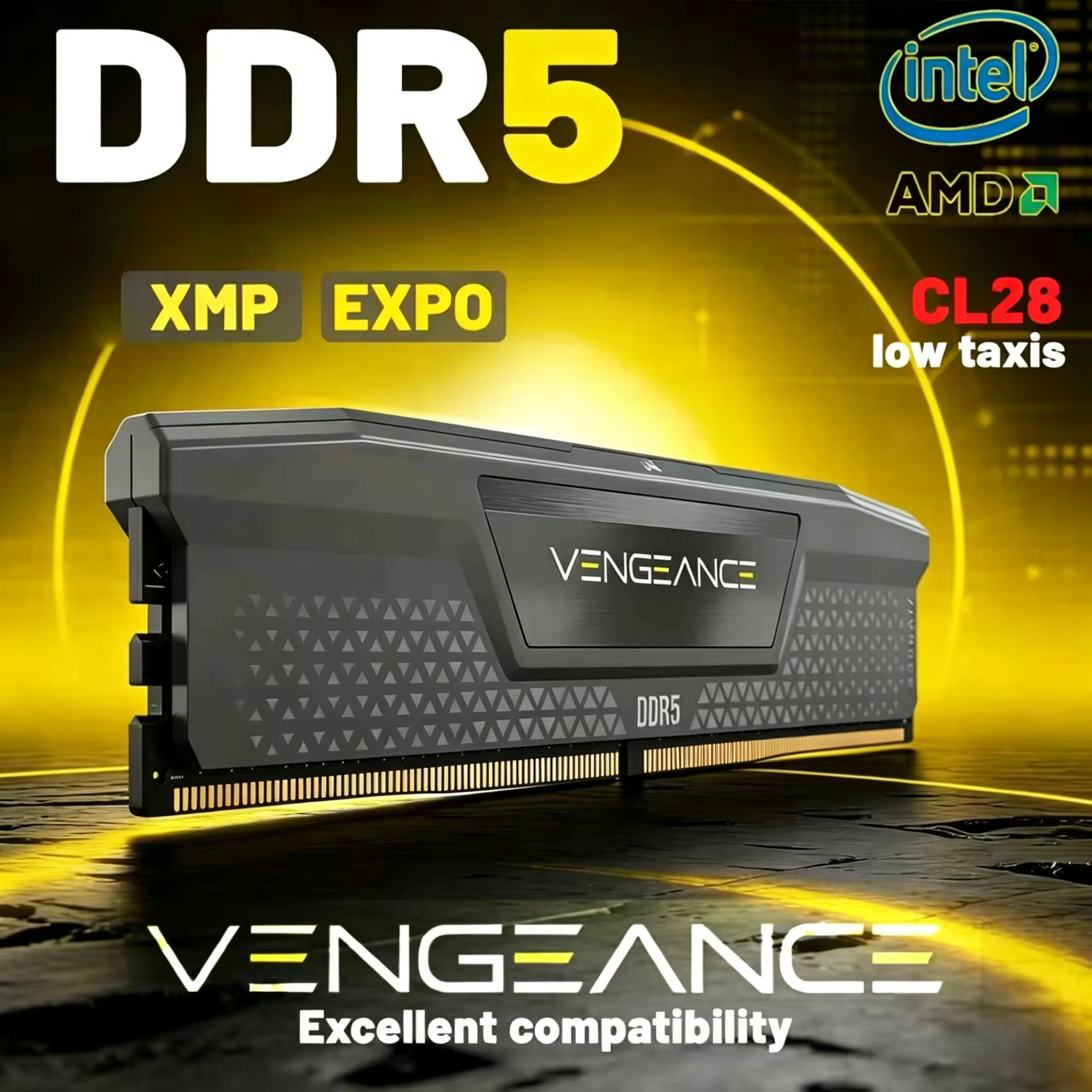 Mémoire RAM pour ordinateur de bureau Corsair Vengeance LPX DDR5 CL36/CL28 16 Go 32 Go 5200 5600 600