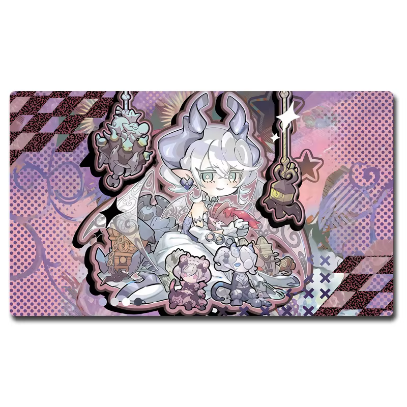 Superbe tapis de jeu Labyrinthe du Château d'Argent style Chibi Yu-Gi-Oh! Tapis de jeu de cartes à c