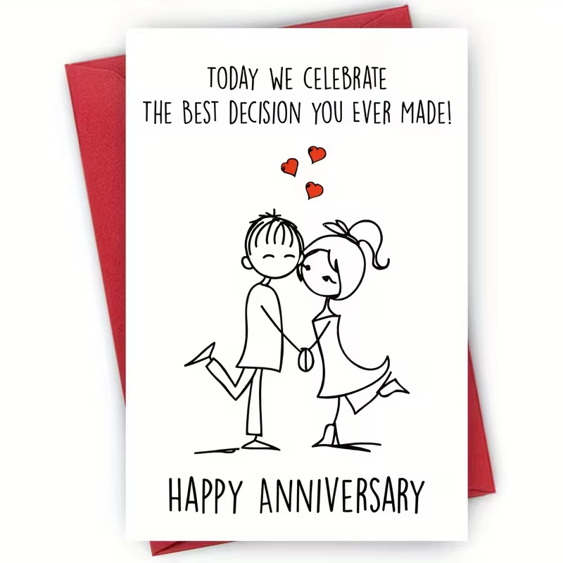 Carte d'anniversaire humoristique, impression couple « Meilleure décision jamais prise », carte de v