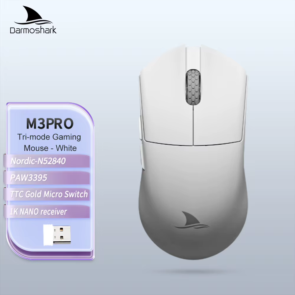 Darmoshark M3 Pro /Max souris de jeu sans fil Bluetooth tri-mode PAW3395/3950 Nordic 52840 souris ma