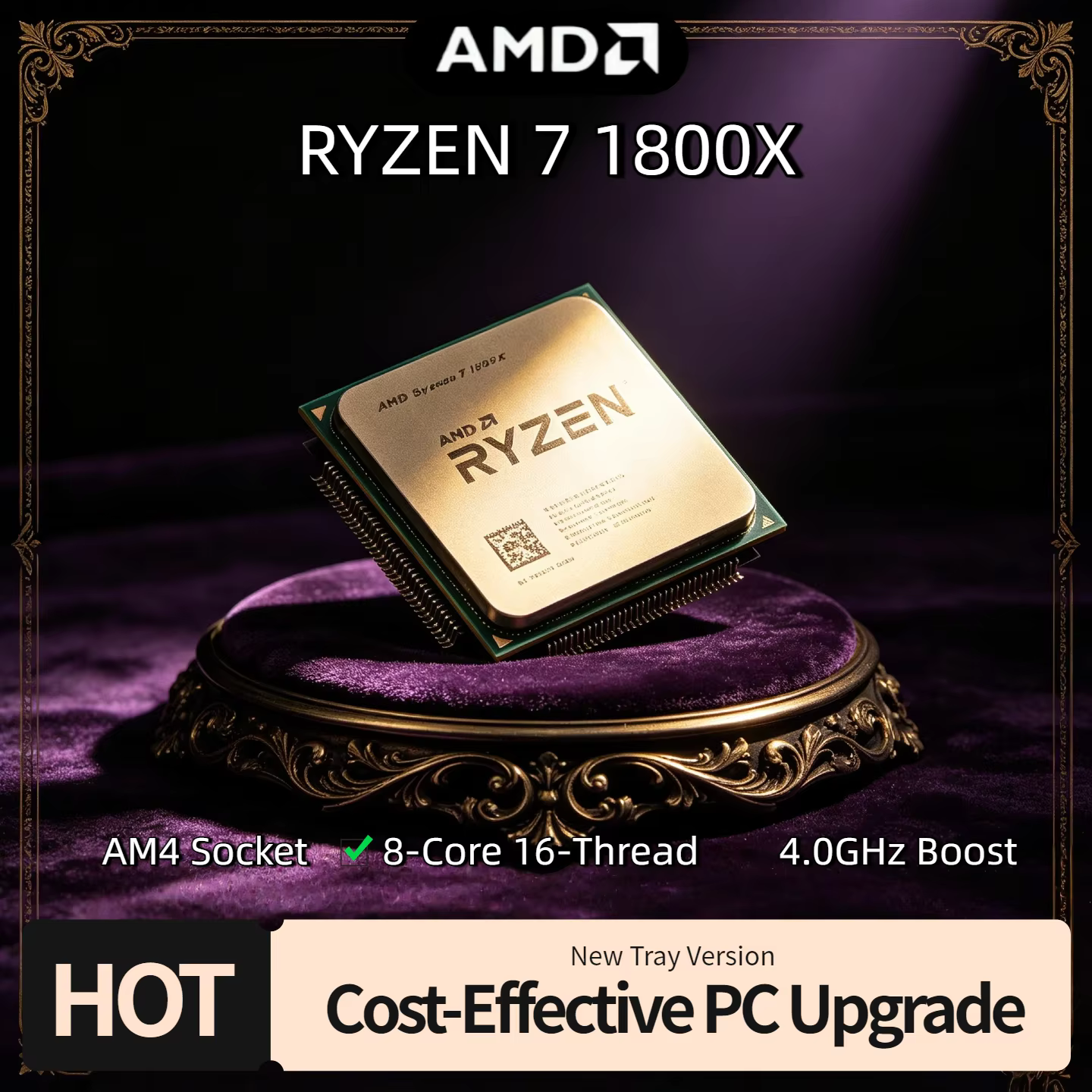 Processeur de jeu AMD Ryzen 7 1800X R7 1800X CPU 3.6-4.0GHz 95W 8 cœurs 16 threads AM4 pour ordinate