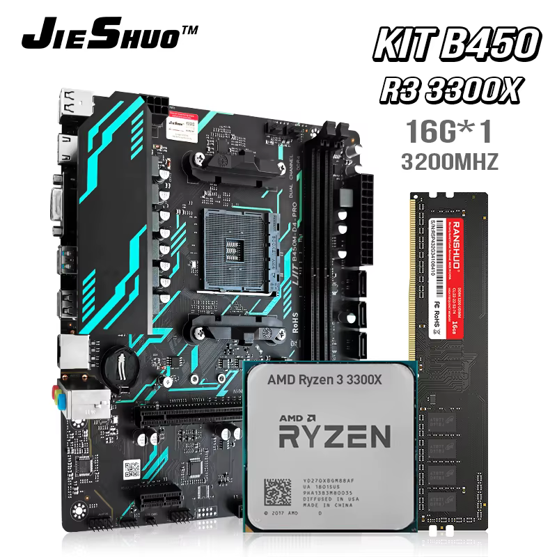 La carte mère JIESHUO B450-PRO prend en charge les processeurs AMD Ryzen R5 5600X / 5600G / 5600 / 3