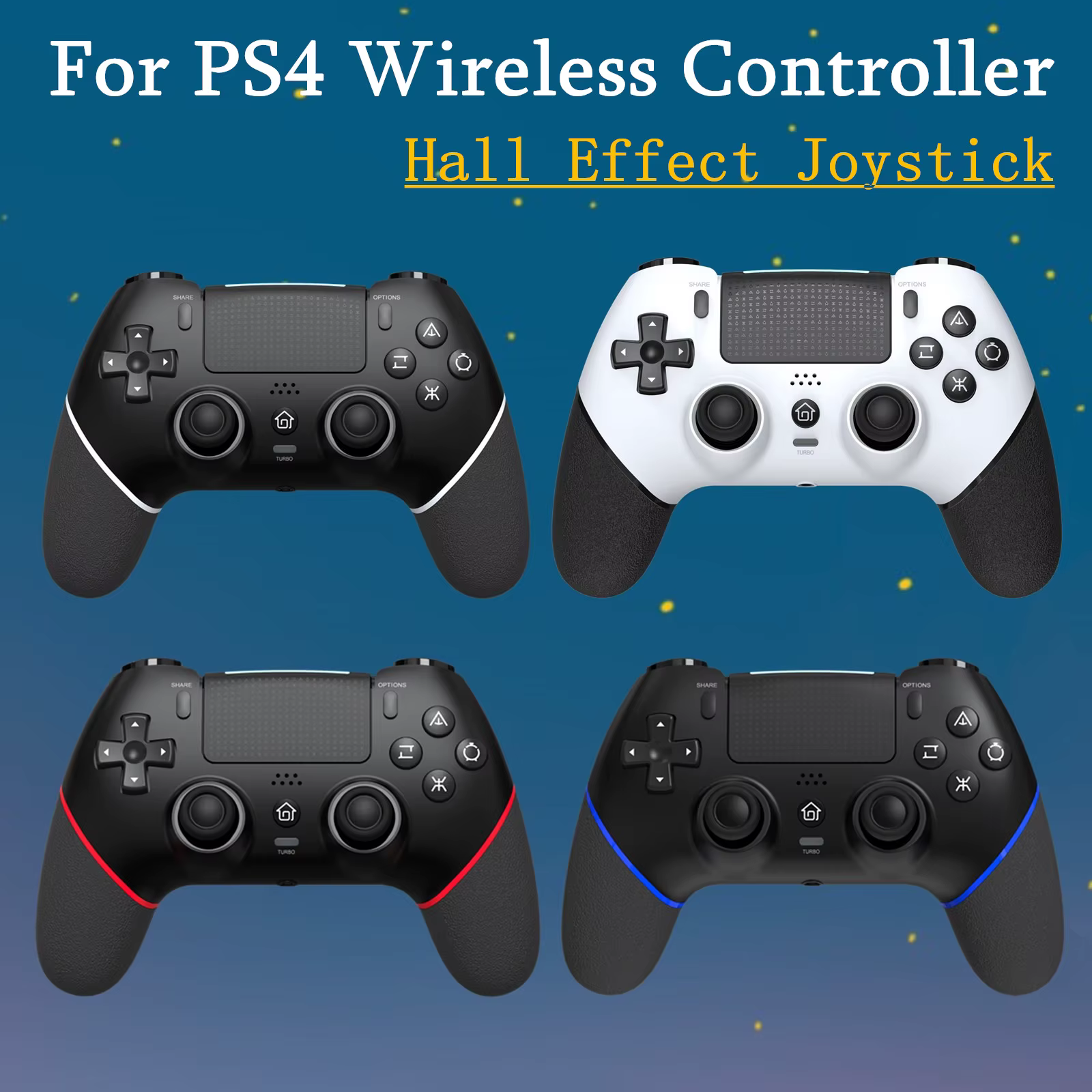 Pour PS4 manette de jeu sans fil contrôleur effet Hall Joystick fonction Turbo pour PS4 mince Pro Bl