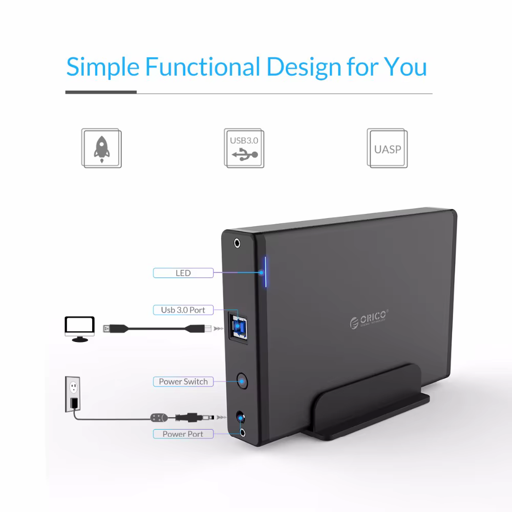 ORICO 3.5 ''boîtier de disque dur SATA vers USB 3.0 adaptateur boîtier de disque dur externe pour 2.