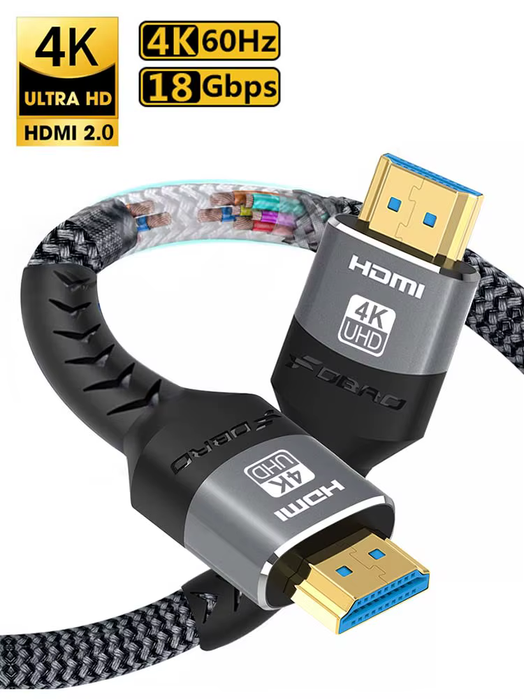 Câble HDMI 8K @ 60Hz 4k @ 120Hz, câble tressé 18Gbps haute vitesse 2.0 pour TV PC portable TV box PS