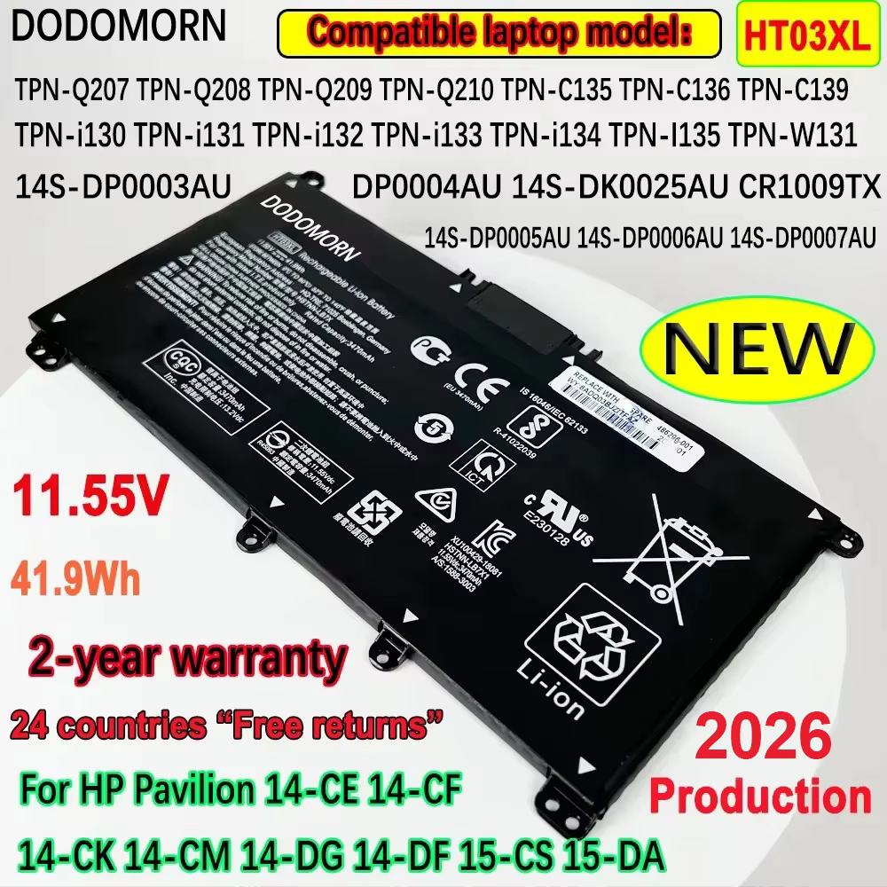 DODOMORN HT03XL batterie d'ordinateur portable pour HP pavillon 14-CE 14-CF 14-CK 14-CM 14-DG 14-DF