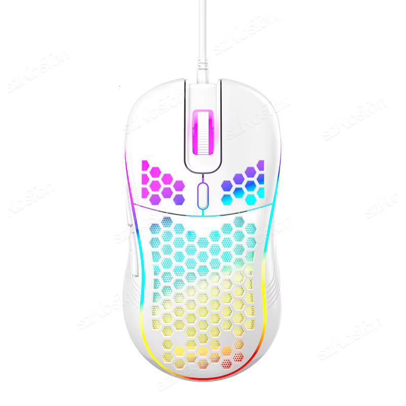Souris de jeu filaire USB avec rétroéclairage RVB, 6 recycls, 7200g, conception ergonomique réglable