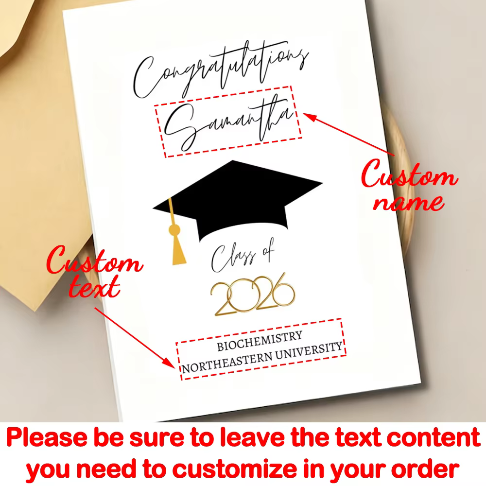 Carte de Remise de Diplôme Personnalisée avec Enveloppe – Promotion 2026 – Cadeau de Félicitations p