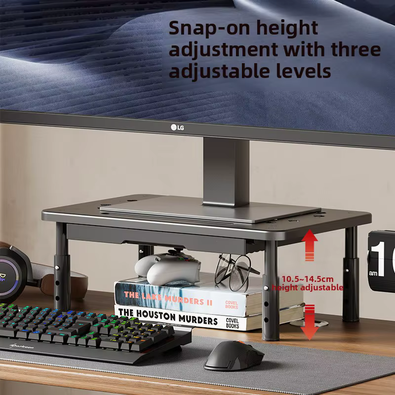 Support de moniteur surélevé, support d'écran d'ordinateur de bureau, base de rangement surélevée po