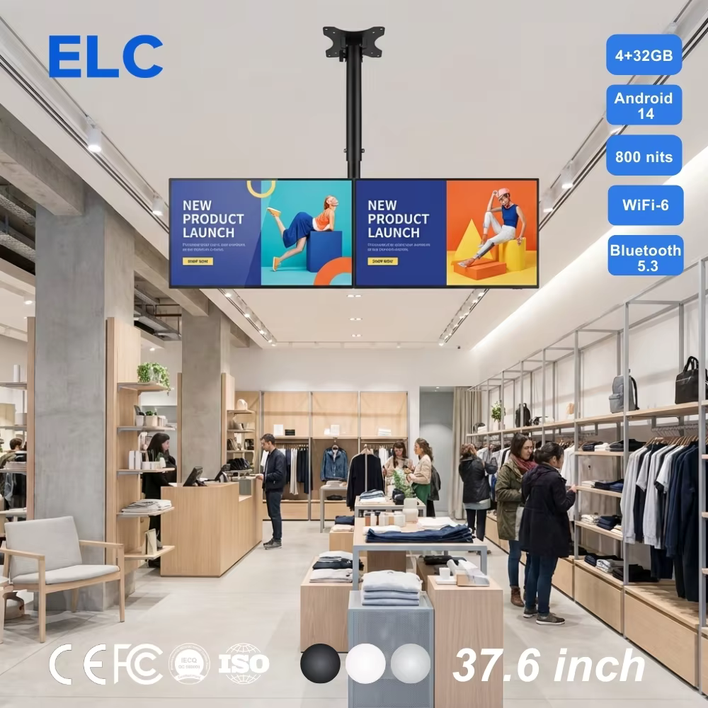 Écran LCD ultra-fin étiré de 37,6 pouces, Android 14, 800 nits, lecteur d'affichage numérique pour p