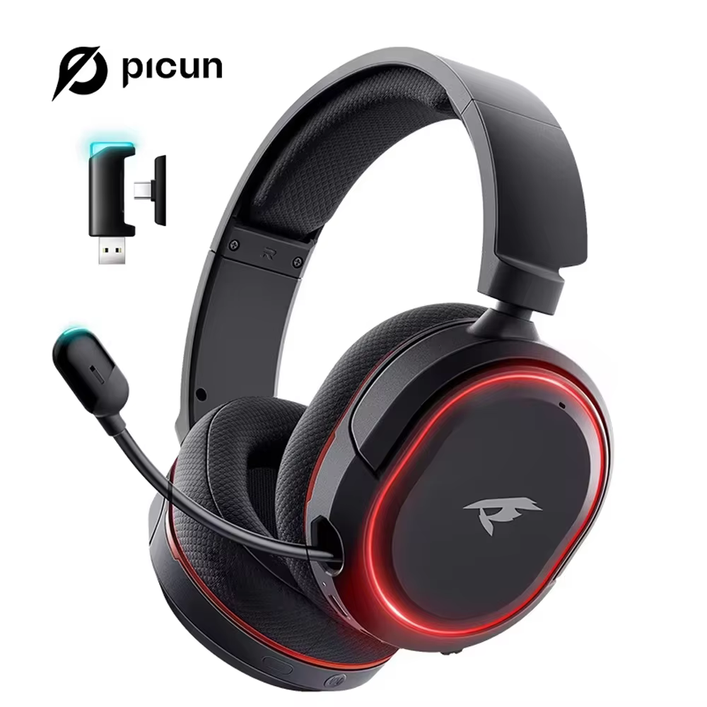 Picun G2 2.4 GHz Bluetooth casque de jeu sans fil pour PC PS4 PS5 commutateur de téléphone 5ms faibl
