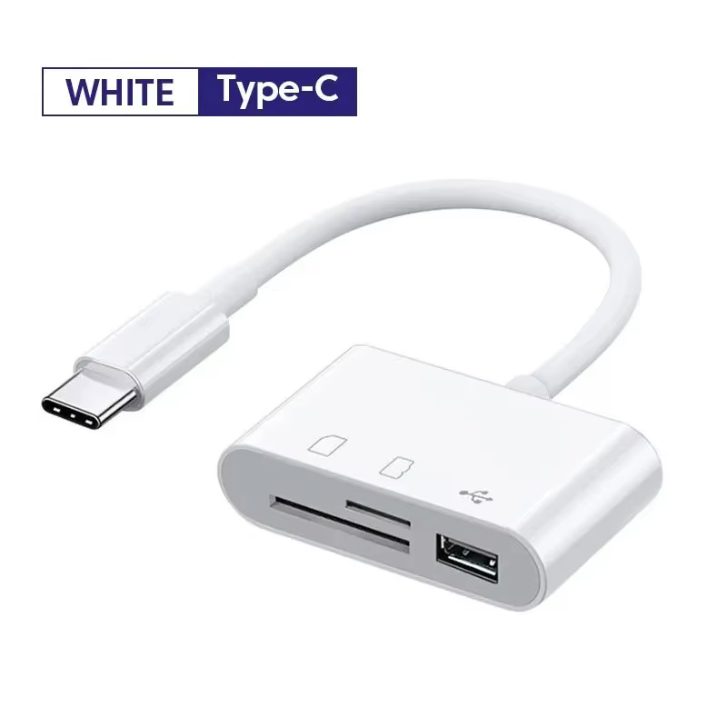 Hub USB-C 3-en-1 multi-ports avec lecteur de cartes mémoire TF CF SD pour téléphone Samsung Xiaomi M