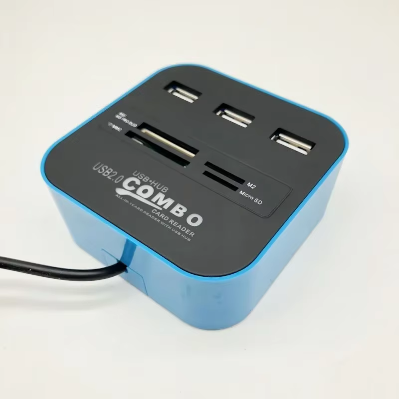 Hub USB 2.0 haute vitesse 3 Ports avec lecteur de carte Mini Hub USB Combo tout en un adaptateur sép