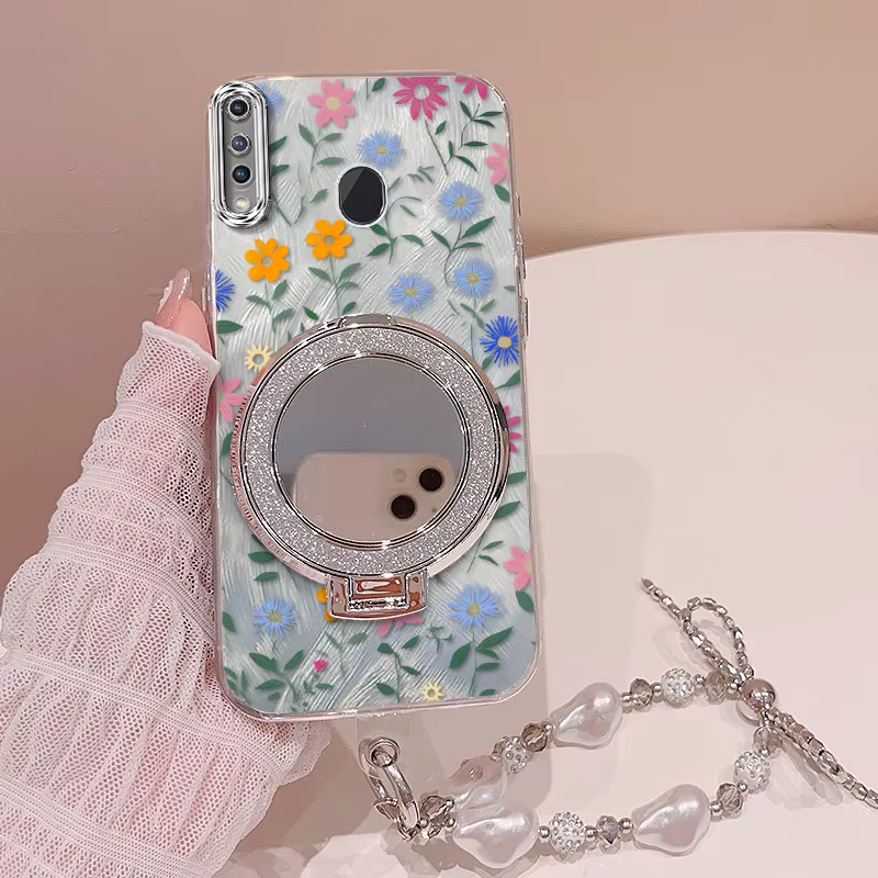 3 pièces (coque de téléphone à fleurs mignonnes + cordon + support) pour Galaxy A20S/A21S/A23 5G/A24