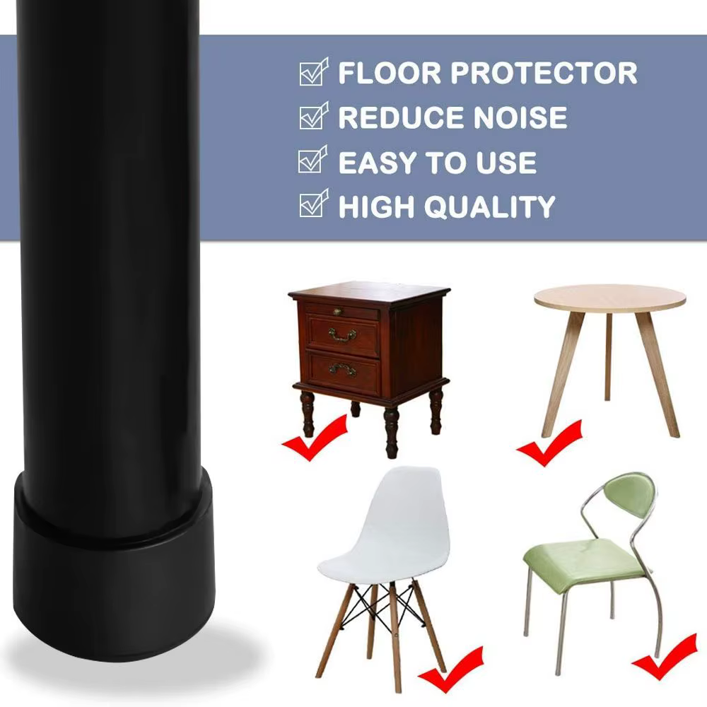 Couvre-pieds de chaise en PVC noir, nouveaux pieds de meubles à fond rond, coussinets en Silicone, c