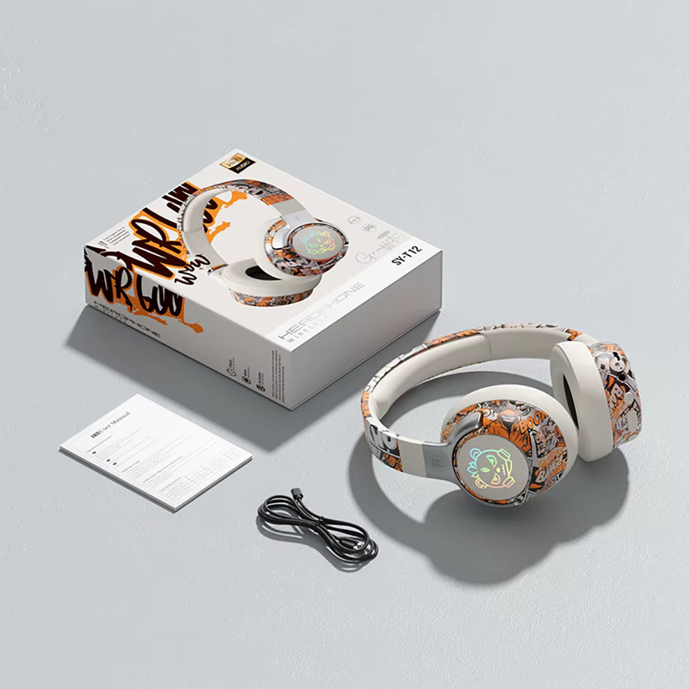 Casque de jeu Bluetooth 5.3, écouteurs sans fil à lumières rvb, mode faible latence, micro antibruit