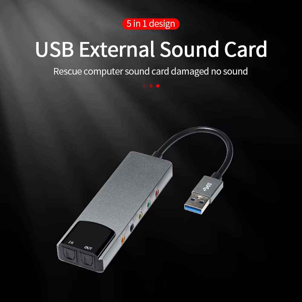 Carte son optique USB externe 6 en 1, Interface Audio USB, adaptateur Audio externe, carte son pour 