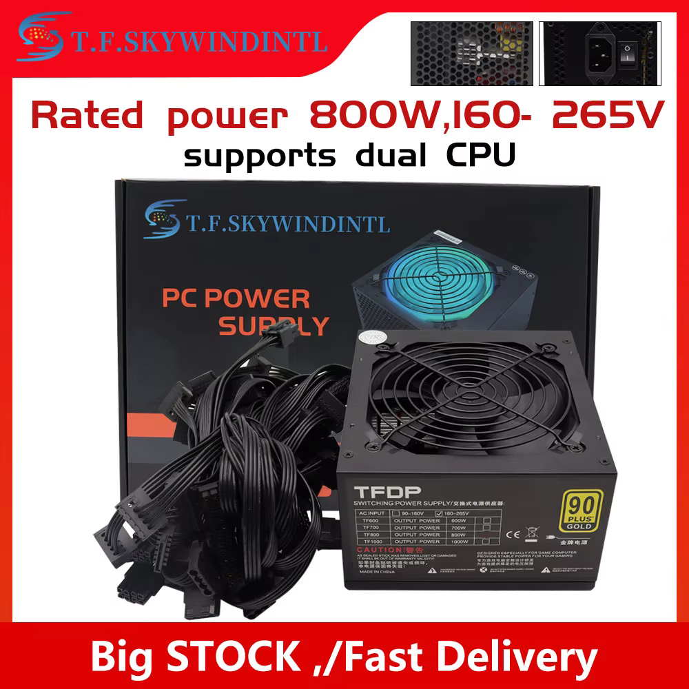 Alimentation ATX 800W pour ordinateur, silencieuse et efficace pour les PC de jeu, construit 110v 22